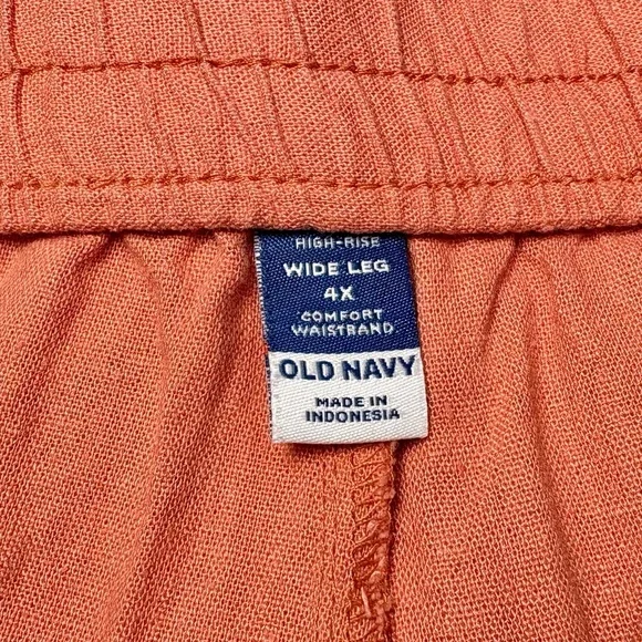 Old Navy Comfort Waistband High-Waisted Amber Linen-Blend Wide-Leg Pants 4X - Picture 8 of 8